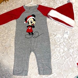 Mickey Mouse Santa Onesie with Santa Hat‎